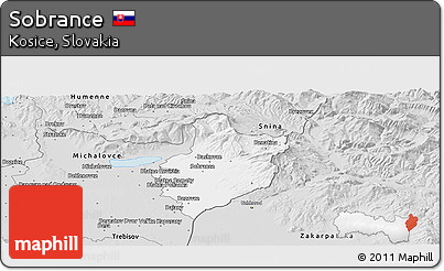 Silver Style Panoramic Map of Sobrance