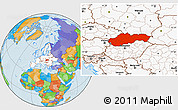 Political Location Map of Slovakia, highlighted continent