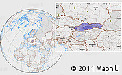 Political Location Map of Slovakia, lighten, desaturated