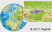 Political Location Map of Slovakia, physical outside