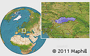 Political Location Map of Slovakia, satellite outside