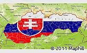 Flag Map of Slovakia, physical outside