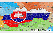 Flag Map of Slovakia, political shades outside