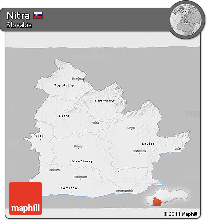 Gray 3D Map of Nitra, single color outside