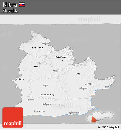 Gray 3D Map of Nitra, single color outside
