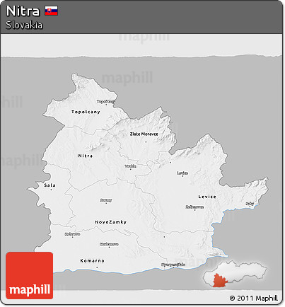 Gray 3D Map of Nitra, single color outside