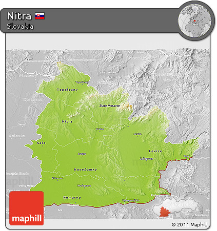 Physical 3D Map of Nitra, lighten, desaturated