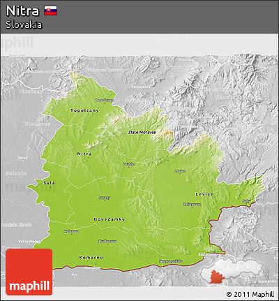Physical 3D Map of Nitra, lighten, desaturated