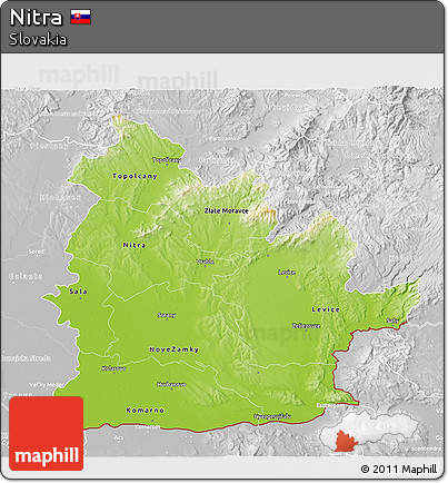 Physical 3D Map of Nitra, lighten, desaturated