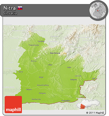 Physical 3D Map of Nitra, lighten