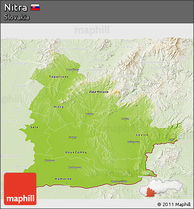 Physical 3D Map of Nitra, lighten
