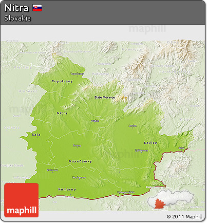 Physical 3D Map of Nitra, lighten
