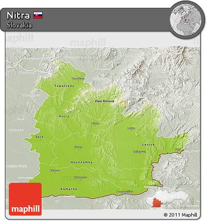 Physical 3D Map of Nitra, lighten, semi-desaturated