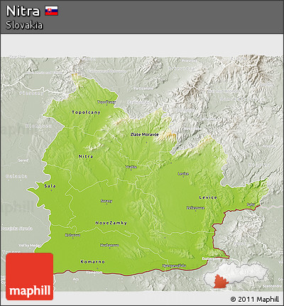 Physical 3D Map of Nitra, lighten, semi-desaturated