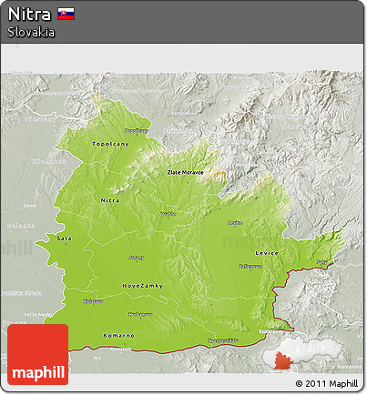 Physical 3D Map of Nitra, lighten, semi-desaturated