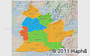 Political 3D Map of Nitra, lighten, semi-desaturated