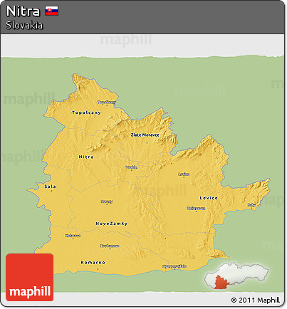 Savanna Style 3D Map of Nitra, single color outside