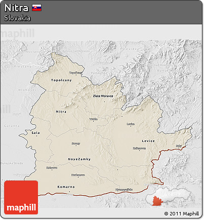 Shaded Relief 3D Map of Nitra, lighten, desaturated
