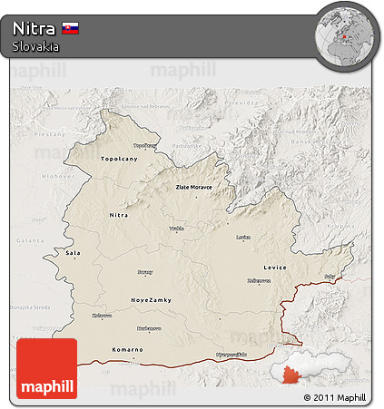 Shaded Relief 3D Map of Nitra, lighten