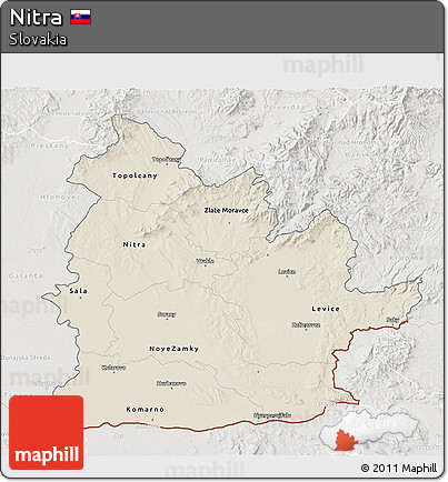 Shaded Relief 3D Map of Nitra, lighten, semi-desaturated