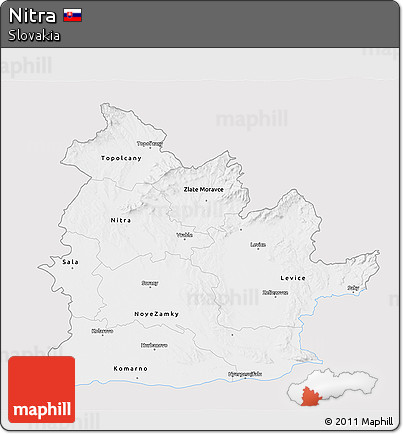 Silver Style 3D Map of Nitra, single color outside