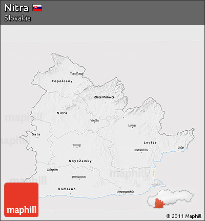 Silver Style 3D Map of Nitra, single color outside