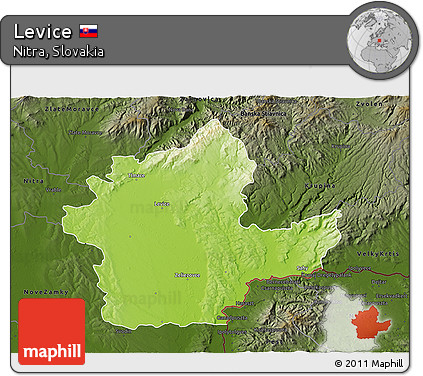 Physical 3D Map of Levice, darken