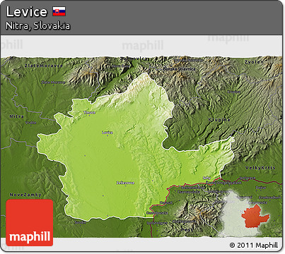 Physical 3D Map of Levice, darken