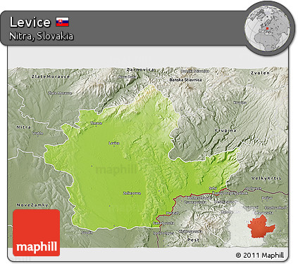 Physical 3D Map of Levice, semi-desaturated