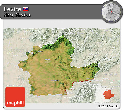 Satellite 3D Map of Levice, lighten