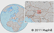 Gray Location Map of Levice, hill shading