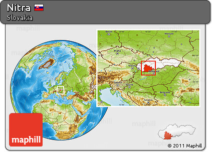 Physical Location Map of Nitra, highlighted country