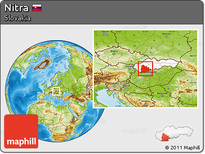 Physical Location Map of Nitra, highlighted country