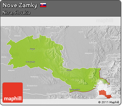 Physical 3D Map of Nove Zamky, lighten, desaturated