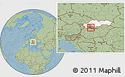 Savanna Style Location Map of Nove Zamky, highlighted country, highlighted parent region, hill shading
