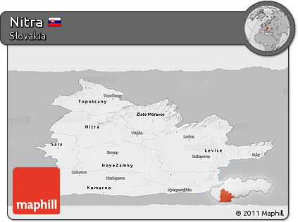 Gray Panoramic Map of Nitra, single color outside
