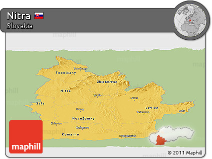 Savanna Style Panoramic Map of Nitra, single color outside