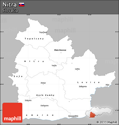 Gray Simple Map of Nitra, single color outside