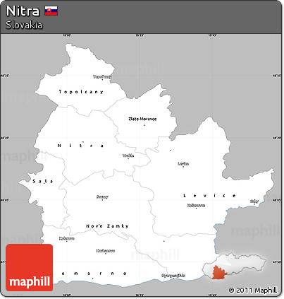 Gray Simple Map of Nitra, single color outside