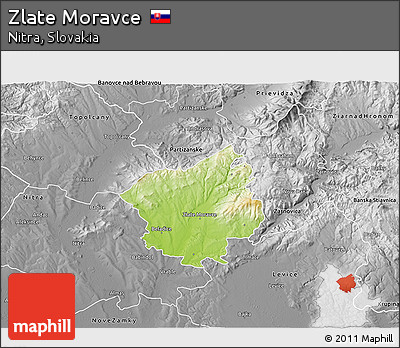 Physical 3D Map of Zlate Moravce, desaturated