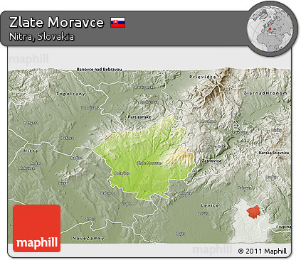 Physical 3D Map of Zlate Moravce, semi-desaturated