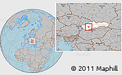 Gray Location Map of Zlate Moravce, highlighted country, hill shading