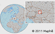 Gray Location Map of Zlate Moravce, highlighted parent region, hill shading
