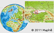 Physical Location Map of Zlate Moravce, highlighted country, highlighted parent region, within the entire country