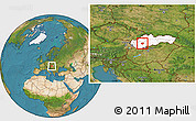 Satellite Location Map of Zlate Moravce, highlighted country