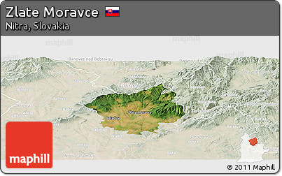 Satellite Panoramic Map of Zlate Moravce, lighten
