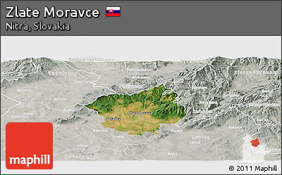 Satellite Panoramic Map of Zlate Moravce, lighten, semi-desaturated