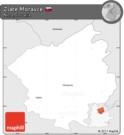 Silver Style Simple Map of Zlate Moravce