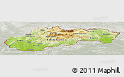 Physical Panoramic Map of Slovakia, lighten, semi-desaturated