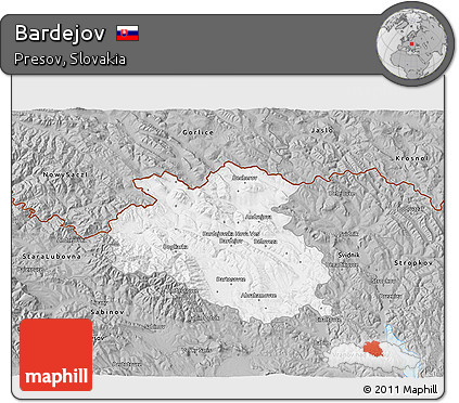 Gray 3D Map of Bardejov